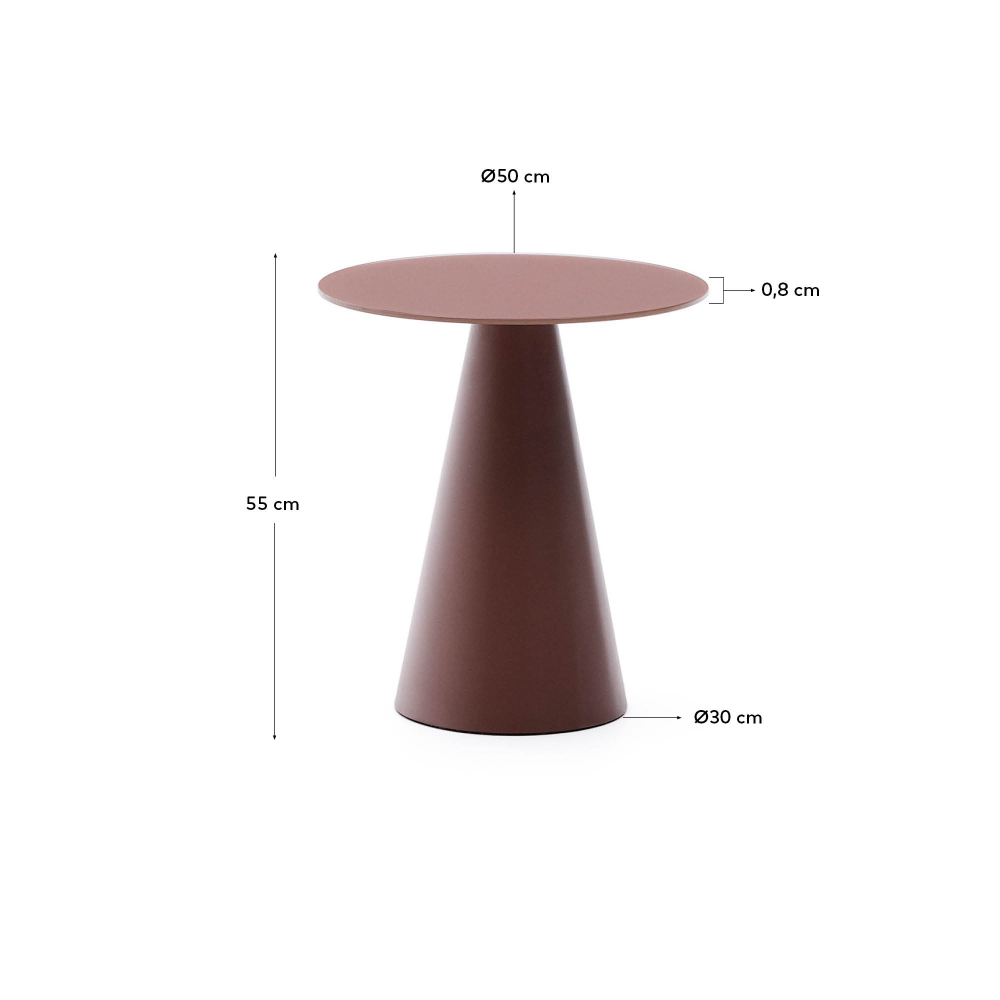 Журнальный столик La Forma (ex Julia Grup) Wilshire из стекла и стали терракотовый Ø50cm