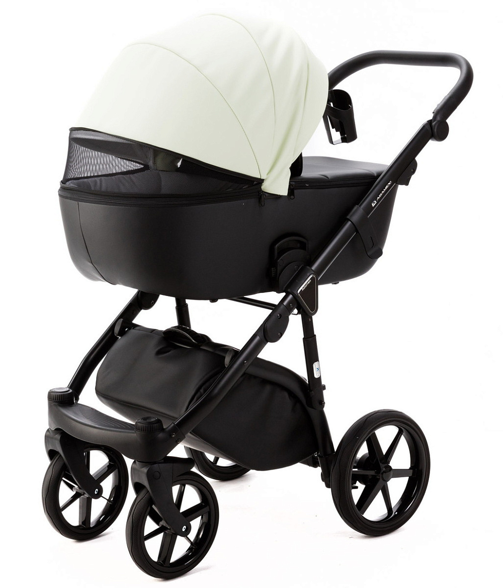 Детская коляска Adamex Nola Deluxe 3 в 1 N-SD104 (КРЕМОВАЯ КОЖА + ЧЕРН.КОЖА)