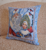 Декоративный гобеленовый чехол для интерьерной подушки Дед Мороз 38*38