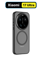 Чехол с Магсейф для Xiaomi 17 Ultra прозрачный матовый с черным бортом WLONS