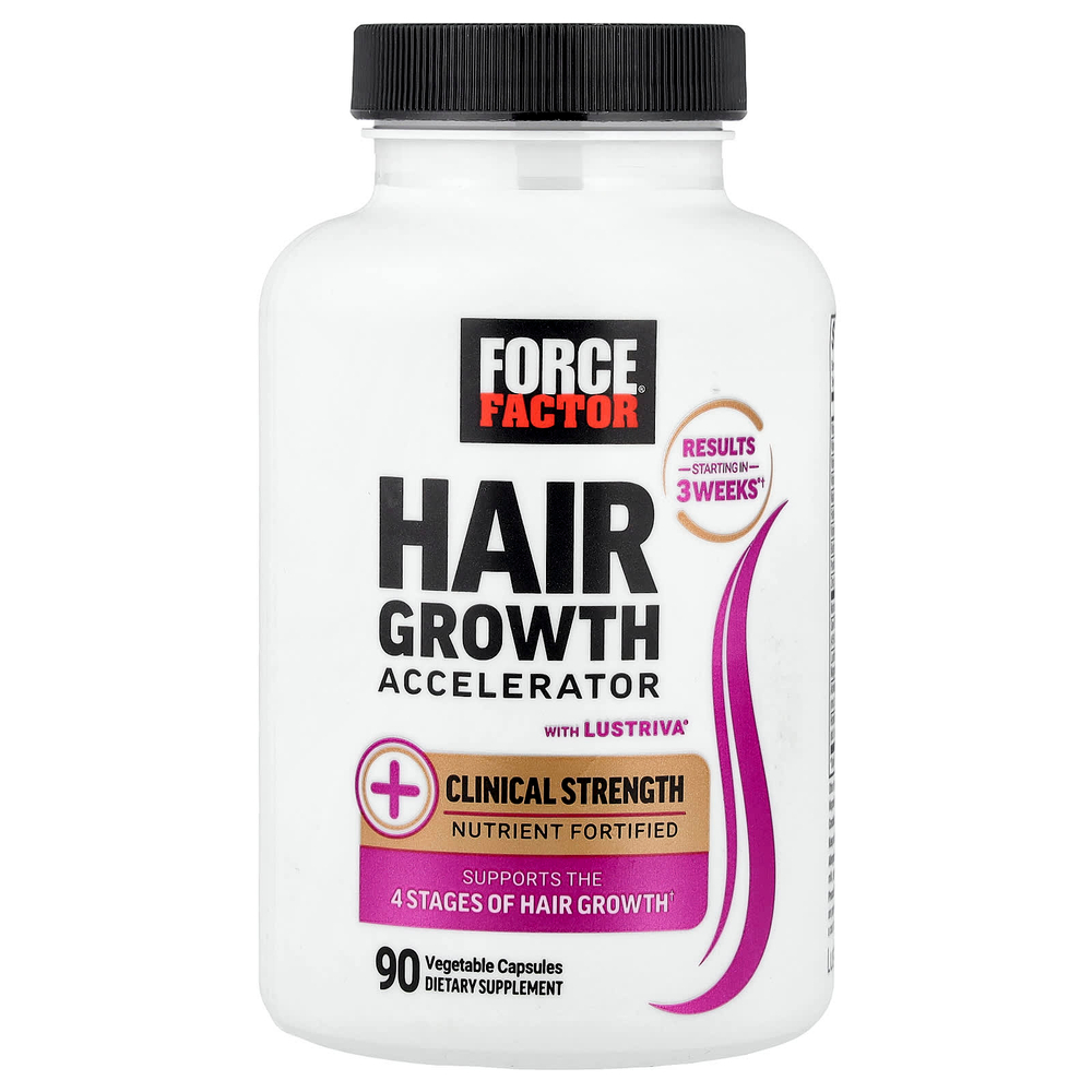 Force Factor, ускоритель роста волос с Lustriva®, 90 растительных капсул