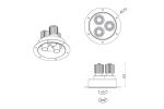 Встраиваемый светодиодный светильник,  3х9Вт