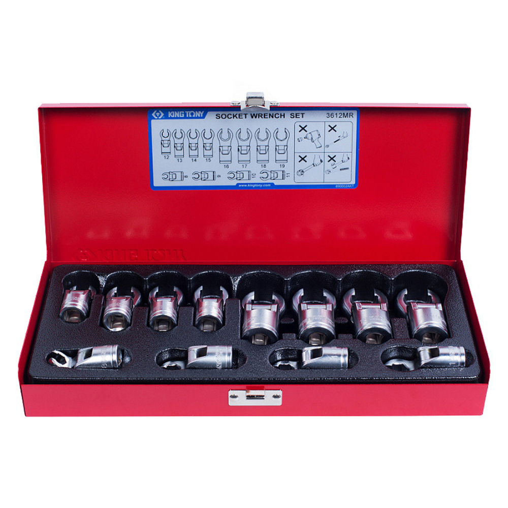 KING TONY (3612MR) Набор разрезных ключей, 8-19 мм, 12 предметов