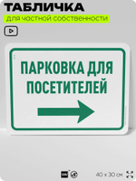 Табличка для частной территории "Парковка для посетителей", на дом, для участка, организаций и частных территорий, предупреждающая, 40х30 см, Silver Plane x Айдентика Технолоджи