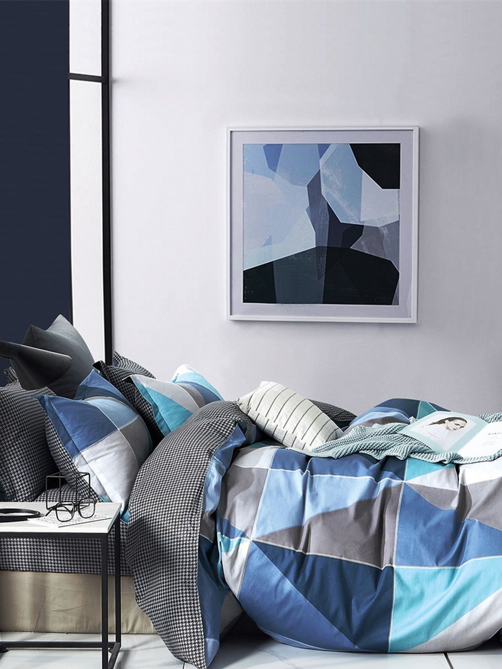 Постельное белье сатин Milky Garden "Setton/Setton (компаньон)" 1,5-сп Наволочка 50x70 см 1 шт Простынь на резинке 90x200 см Пододеяльник 145x215 см