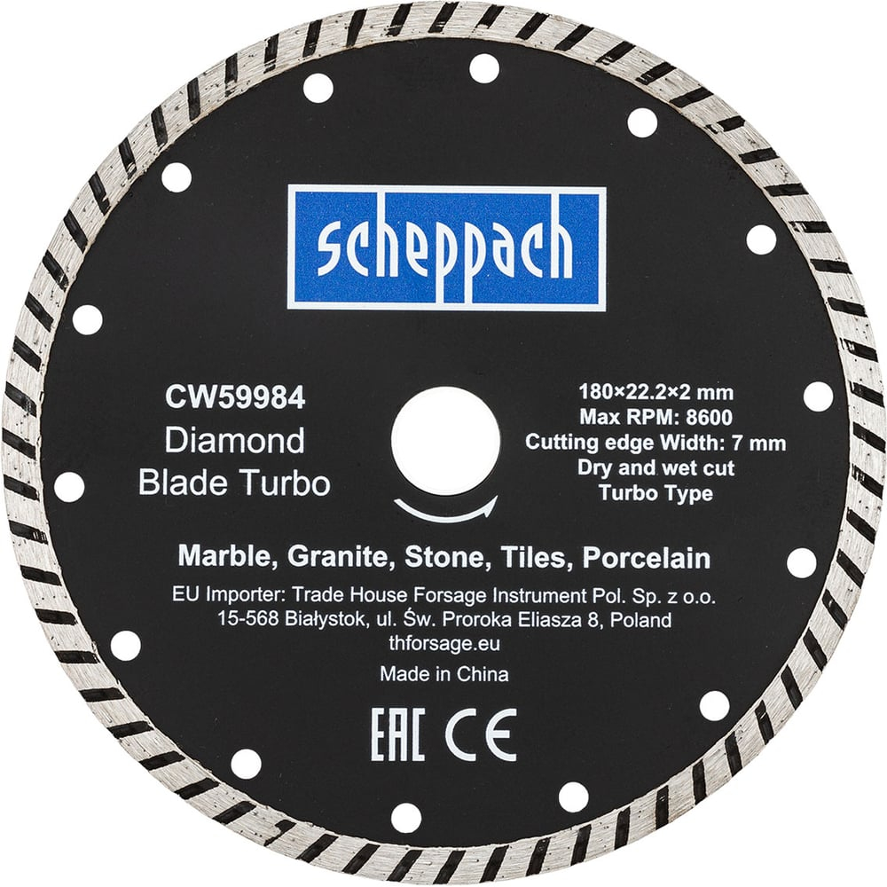 Круг отрезной Scheppach 180х22.2х2мм Sch-CW59984(62951)