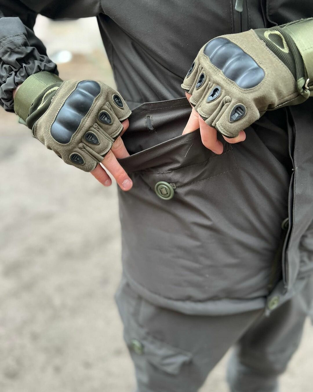 Костюм горка 6  флис осень  зима / темная олива /