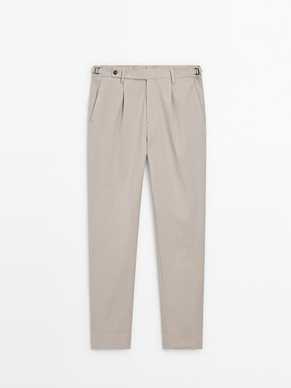 Massimo Dutti Костюмные брюки из смесового хлопка, песочный