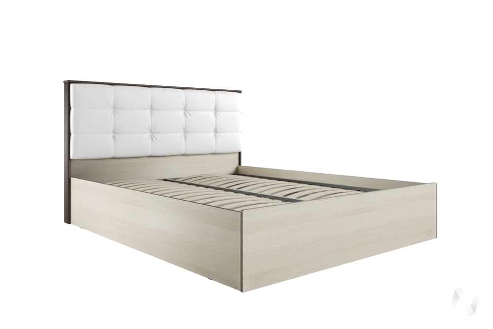 Кровать "ЛК-2 1;6" с осн. ортопед. на опорах (Дуб сонома/Экокожа милк)