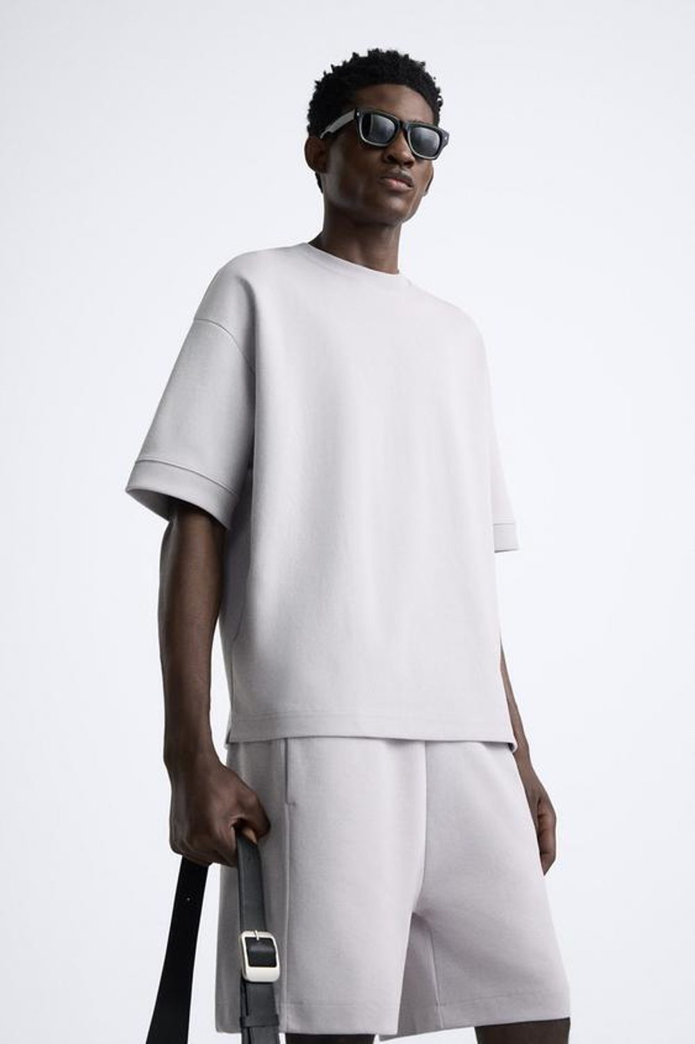 ZARA ШОРТЫ-ДЖОГГЕРЫ ИЗ ПЛОТНОЙ ТКАНИ, СВЕТЛАЯ МАЛЬВА