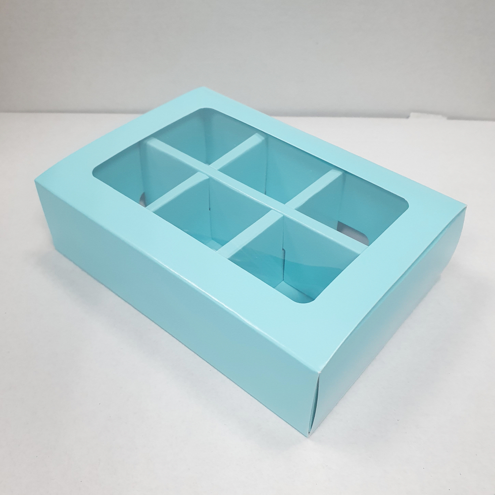 Коробка на 6 конфет голубая