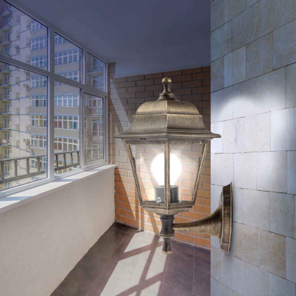 Садово-парковый светильник ЭРА НБУ 04-60-001 бронза 4 гранный настенный IP44 Е27 max60Вт