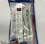 Фильтр сетевой FaizFull FU14, 240V/10A 4 розетки, Type-C+2xUSB, 2м White