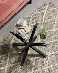 Журнальный столик Argo Ø82 см, стекло, черные ножки