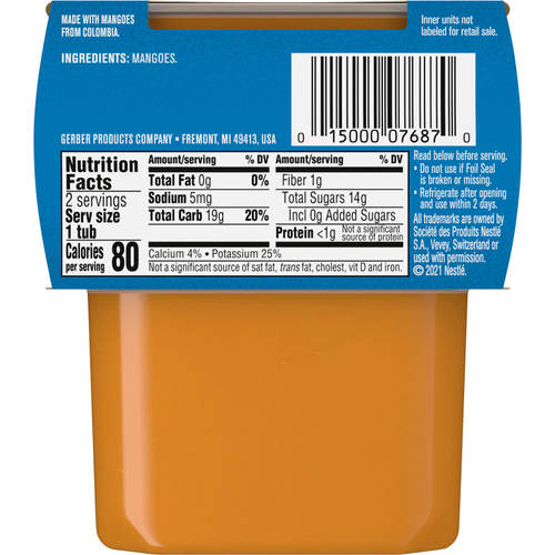 Gerber, Natural, для детей, 2nd Foods®, со вкусом манго, 2 пакетика по 113 г (4 унции)