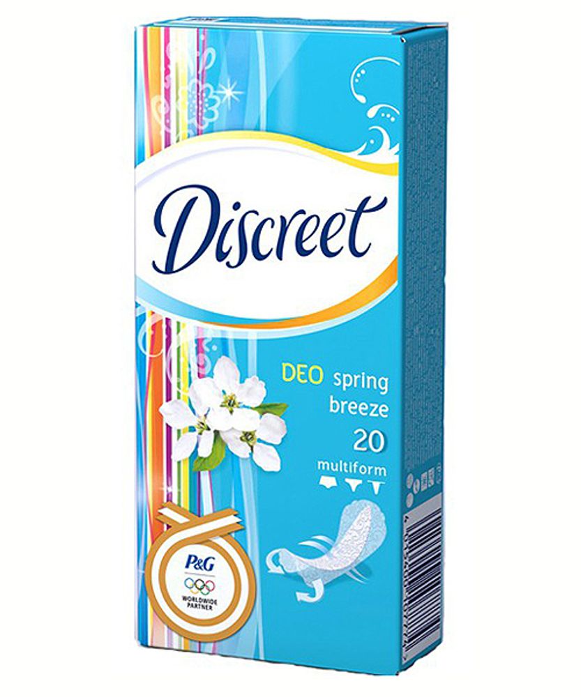 DISCREET 20шт. Женские гигиенические прокладки на каждый день Deo Spring Breeze Multiform Single