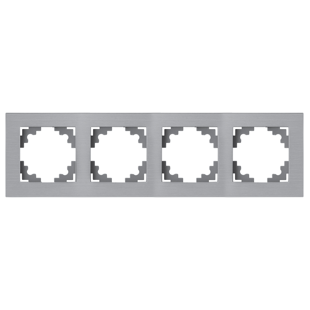 Рамка 4-местная, металл, STEKKER, MFR00-7004-03, серия Катрин, серебро 50023