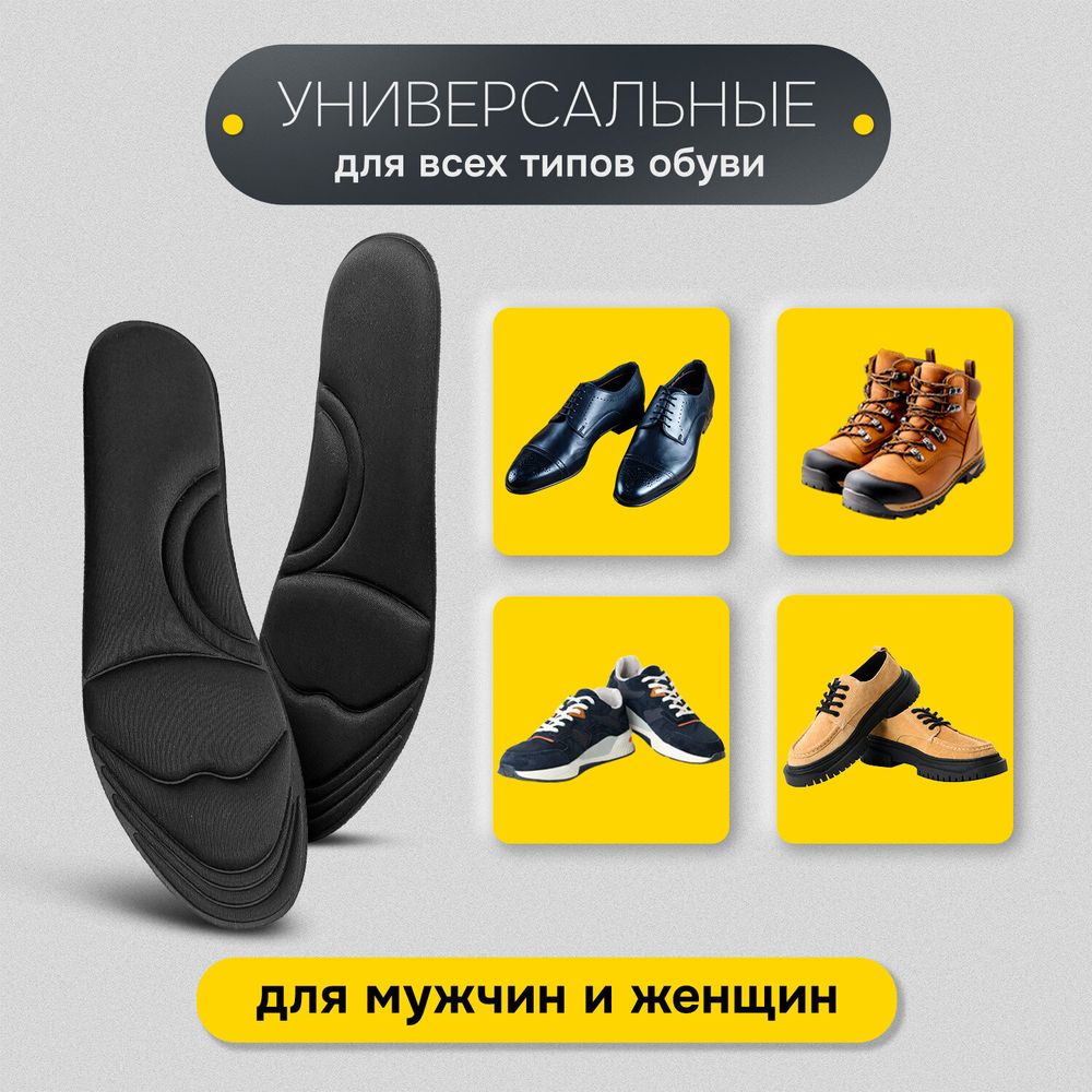 Стельки для обуви с ЭФФЕКТОМ ПАМЯТИ, материал MEMORY FOAM, размер RU 34-39 / EU 35-40, с линиями выреза, SHEGRA (ШЕГРА), 700746