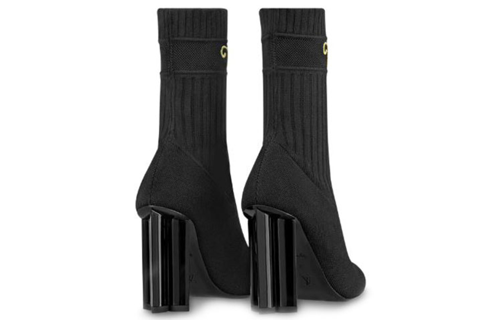 LOUIS VUITTON Silhouette Cloth Ankle Boots "Black" Women"s