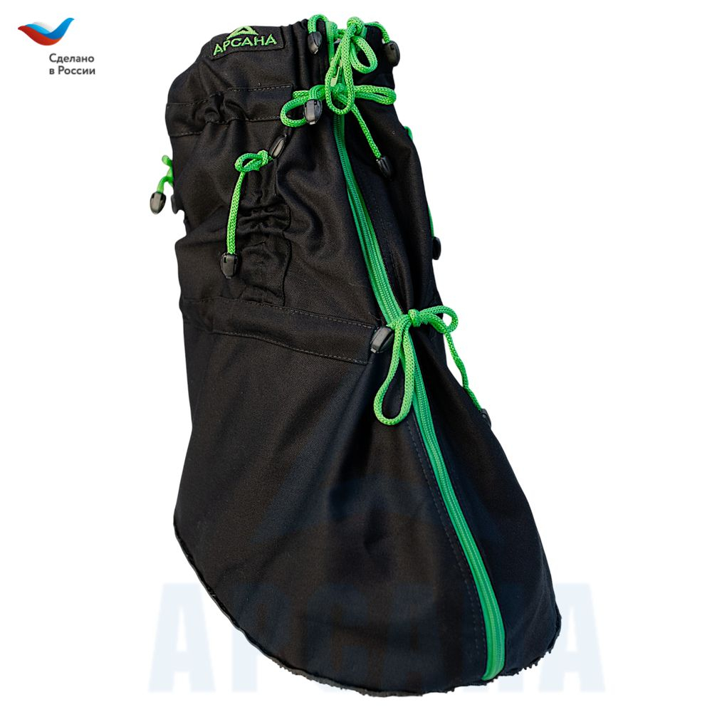 Чехол с подошвой из резины на аппарат Илизарова на голени и стопе. Ткань Саржа .Цвет изделия черный. Молния зеленая. Размер ОGSRZU-17