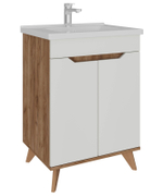 AVK2. Тумба напольная, 2 Двери, 600, коллекция (Ангелика, Cersanit Como, Дуб Крафт Золотой, Дуб Крафт Золотой, Молочный глянец)