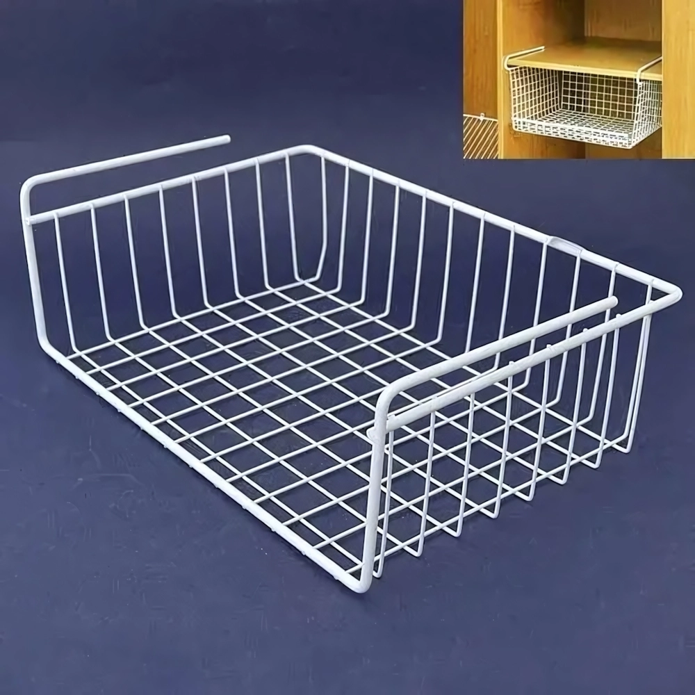 Корзина сетчатая навесная 400*260*110мм на полку 16 мм, белая