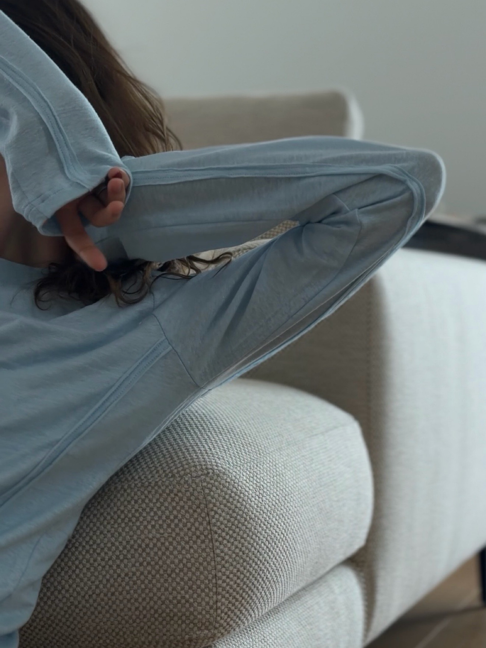 Лонг льняной голубой с рельефами