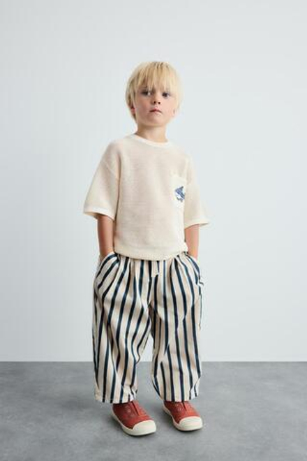 ZARA БРЮКИ В ПОЛОСКУ, ТЕМНО-СИНИЙ/БЕЛЫЙ