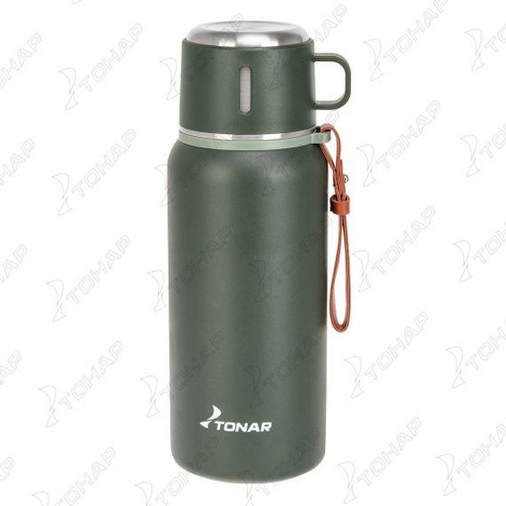 Термос (T-KD-7030-0.7) 700ML хаки (пробка-ситечко, крышка-кружка, ремешок) TONAR