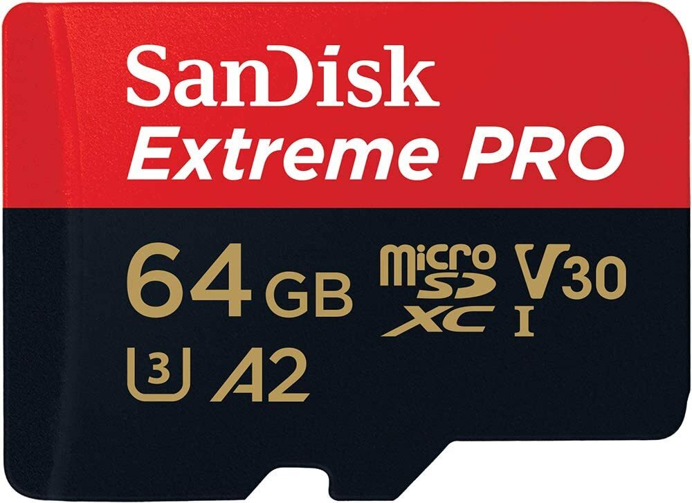 Карта памяти SanDisk Extreme Pro microSDXC 64 ГБ UHS-I, V30, A2, U3 с адаптером