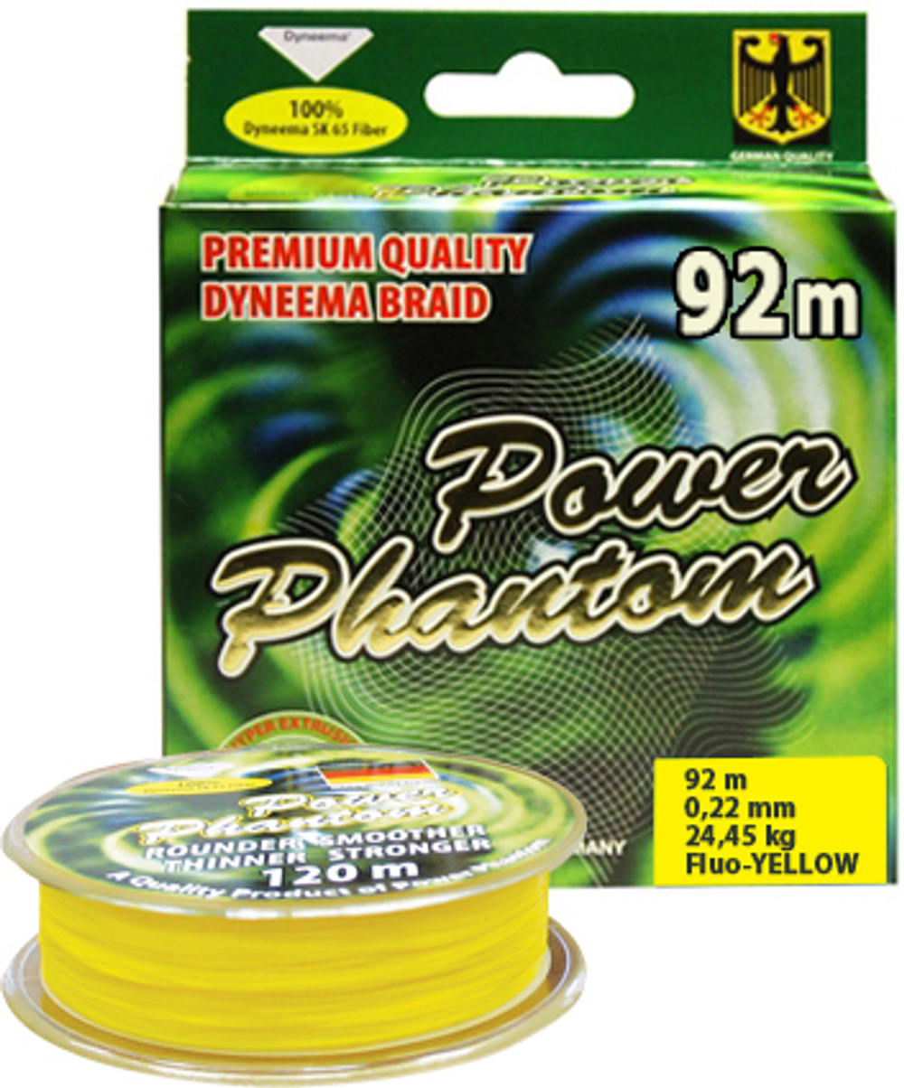Шнур Power Phantom 4x, 92м, желтый, 0,25мм, 28,5кг