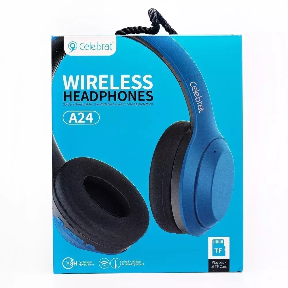 Накладные Bluetooth наушники Celebrat A24 blue
