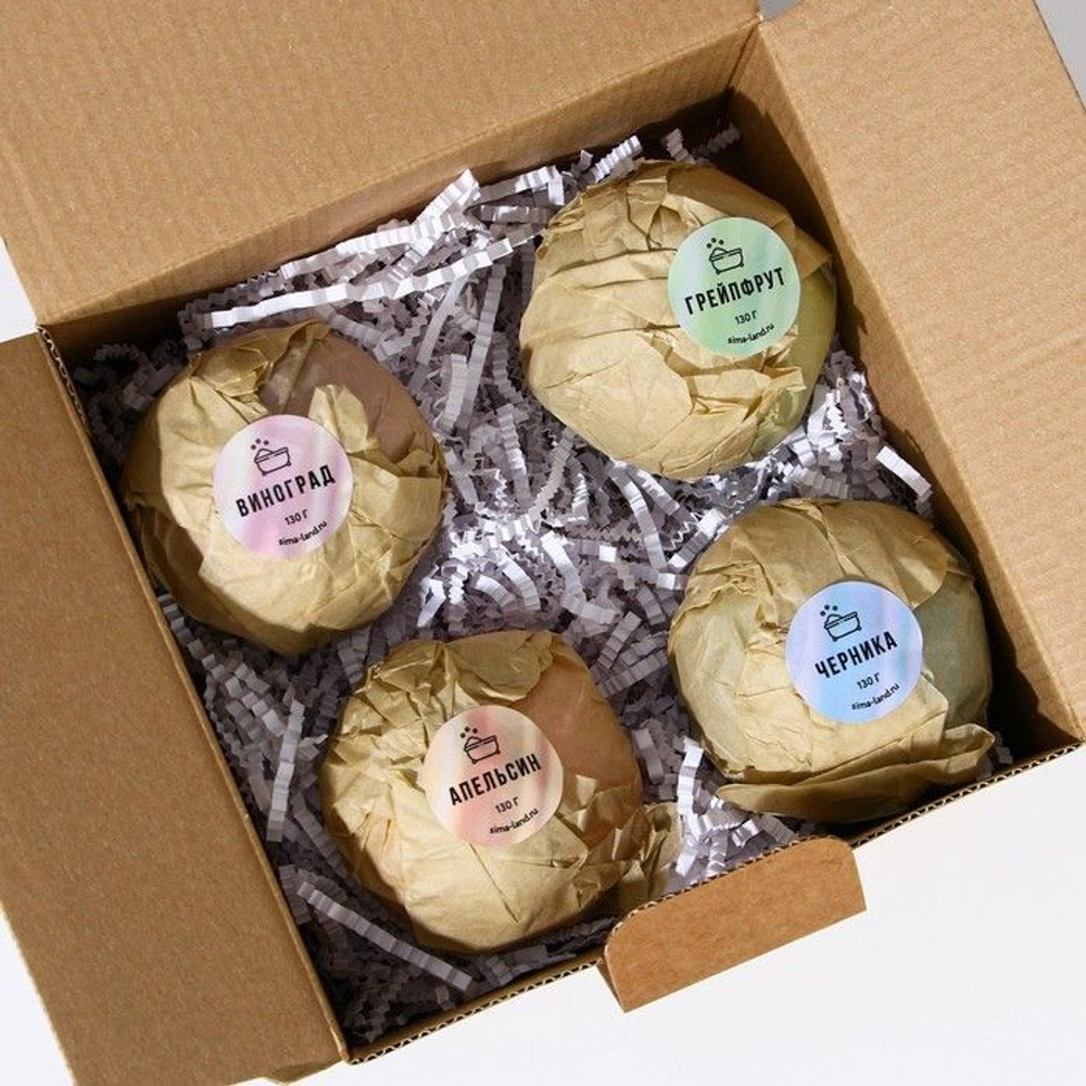 Набор из 4 бомбочек для ванны «Питание и забота»