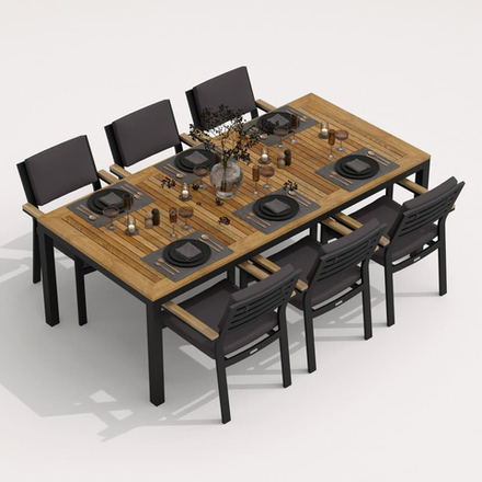 Обеденная группа ТЕЛЛА  БОНТА  каркас карбон / стол тик 200 / ткань антрацит