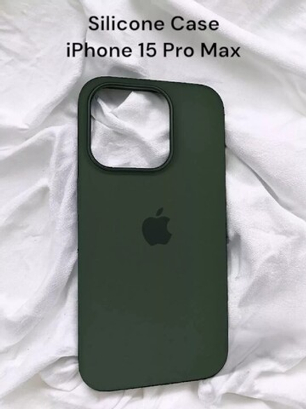 Силиконовый чехол Silicone Case iPhone 15 Pro Max, c MagSafe, Темно-зеленый