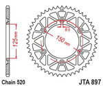 МАЯК Задняя [47] (ведомая) звезда для KTM EXC, Husqvarna, Gas Gas (JTA 897) 1991-2026 TPI-TBI - 47T