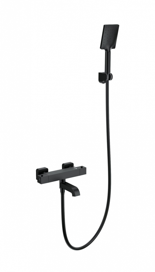 Смеситель для ванны с душем и термостатом WONZON & WOGHAND STAY 3, Черный матовый (WW-B2026-A1-MB)