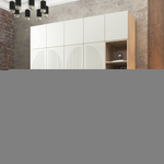 Шкаф Агератум МДФ четырехсекционный с антресолью и стеллажом Лайн керамика (0,27) А10032 матовая - Дуб Сонома 3025  220*45*240