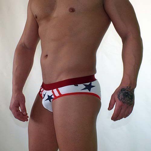 Трусы мужские брифы белые с синими звездами Van Baam VB-38123