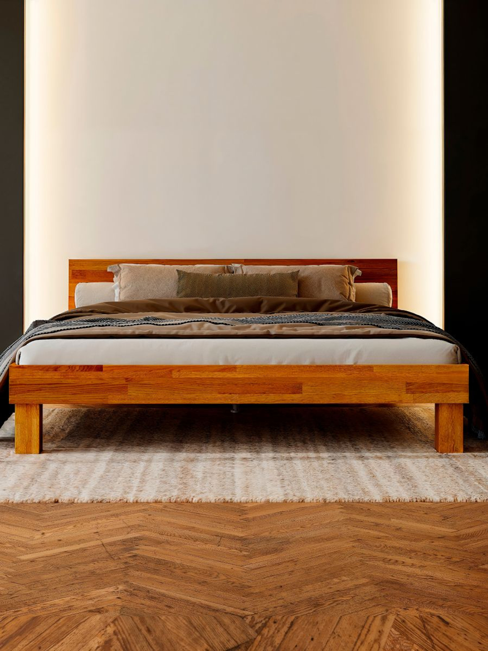 Кровать 180х200, Buona Vita, двуспальная, из массива дуба, лак, Makosa