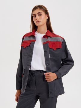 Костюм женский "Нова" брюки (т.серый/красный)