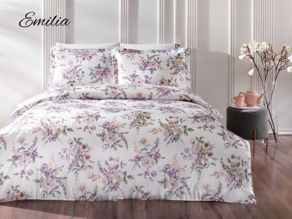 Постельное белье EMILIA белый жатка deluxe TIVOLYO HOME Турция