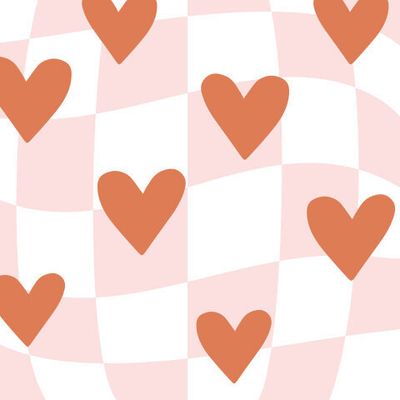 Groovy hearts on chessboard
