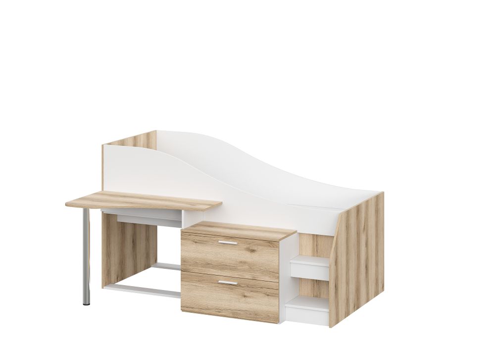 Геометрия-3 кровать-чердак, без матраца Белый/делано светлый