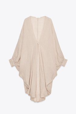 ZARA ДЛИННЫЙ ТОП ИЗ РАМИ — ZW COLLECTION, БЕЖЕВЫЙ