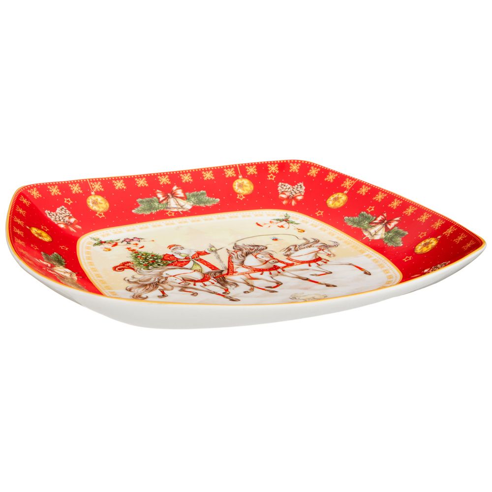 БЛЮДО LEFARD "ТРОЙКА" КВАДРАТНОЕ 25X4,2CM КРАСНОЕ (КОР=12ШТ.)