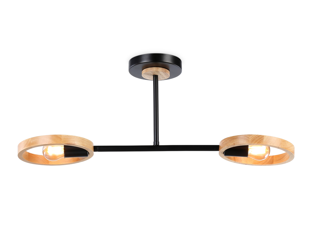 Подвесной светильник со сменной лампой TR8244/2 BK/LWD черный/светлое дерево E27/2 max 40W 590*165*220