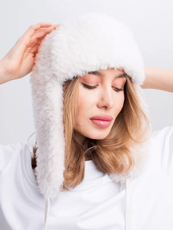 Ушанка теплая, белая, SilverFox