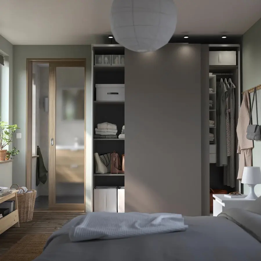 Шкаф-купе - IKEA PAX/HASVIK/ПАКС/ХАСВИК ИКЕА, 200x66x236 см, темно-серый