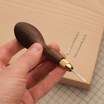 Шило анатомическое с цанговым зажимом (3 жала в комплекте), ручка орех // Wild Bull Tools